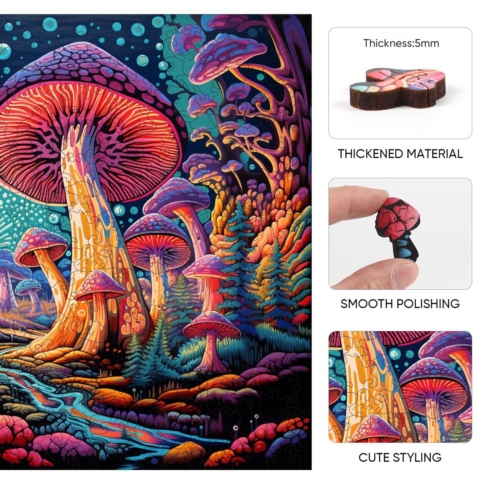 Mystical Mushrooms Wooden