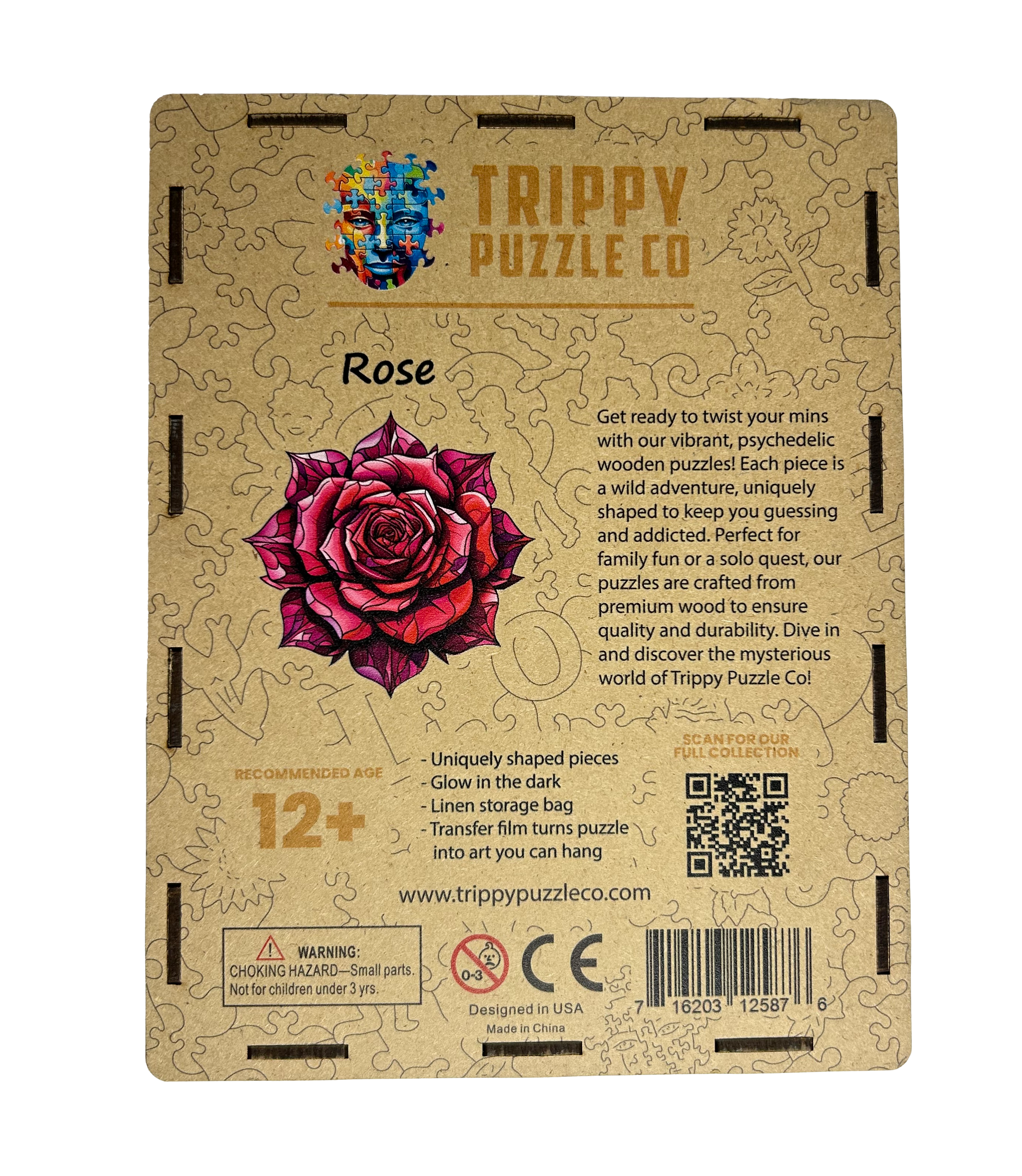 Unique Rose Shaped Wooden Jigsaw Puzzle